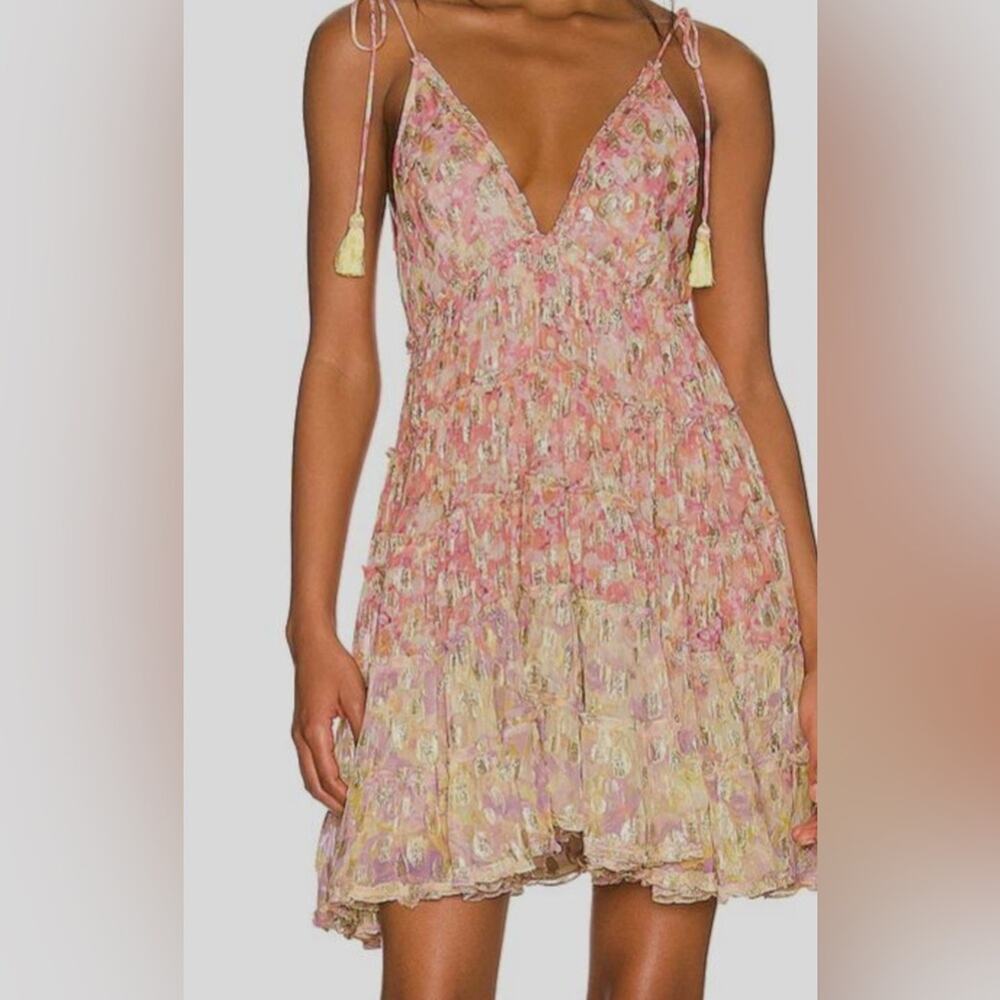 Rococo Sand Faye Mini Dress Pink and Gold Size Medium